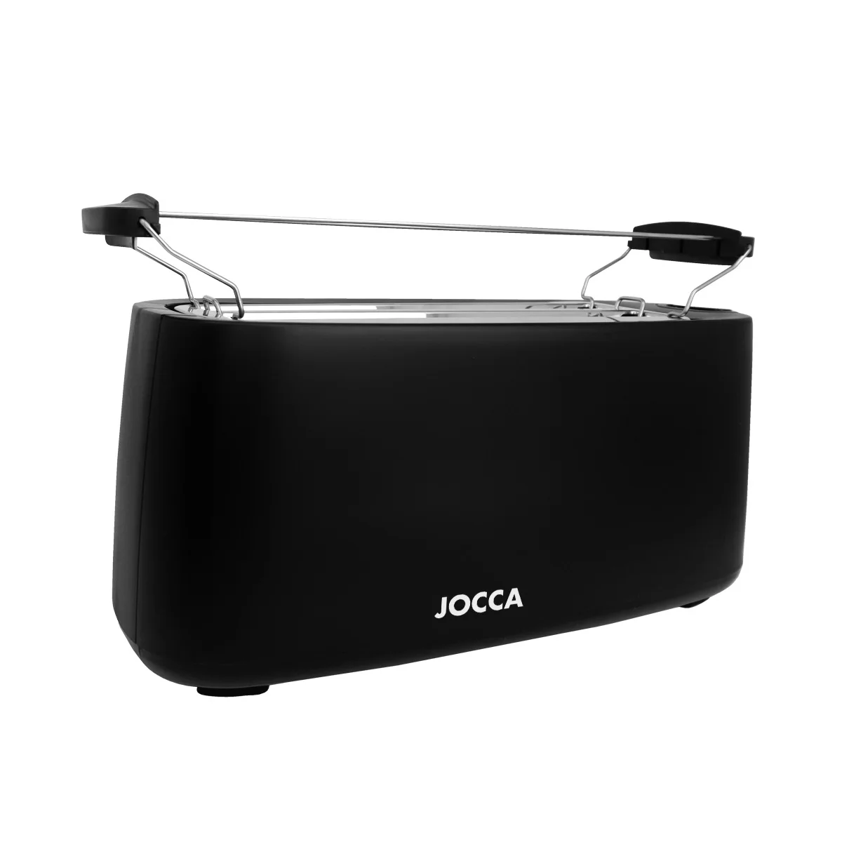 4-slice double-slot Jocca toaster and roll holder. Includes defrost, reheat, cancel and anti jam function, roasting regulator, self-centering system, tray picks up crumbs and cable pick up