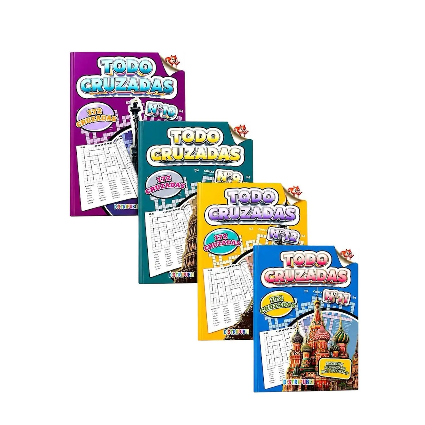 Cruzadas Pack De 4 Libros, 688 Cruzadas Con Números, Pasatiempos En Español Blanco Y Negro Distripubli Edición Actualizada