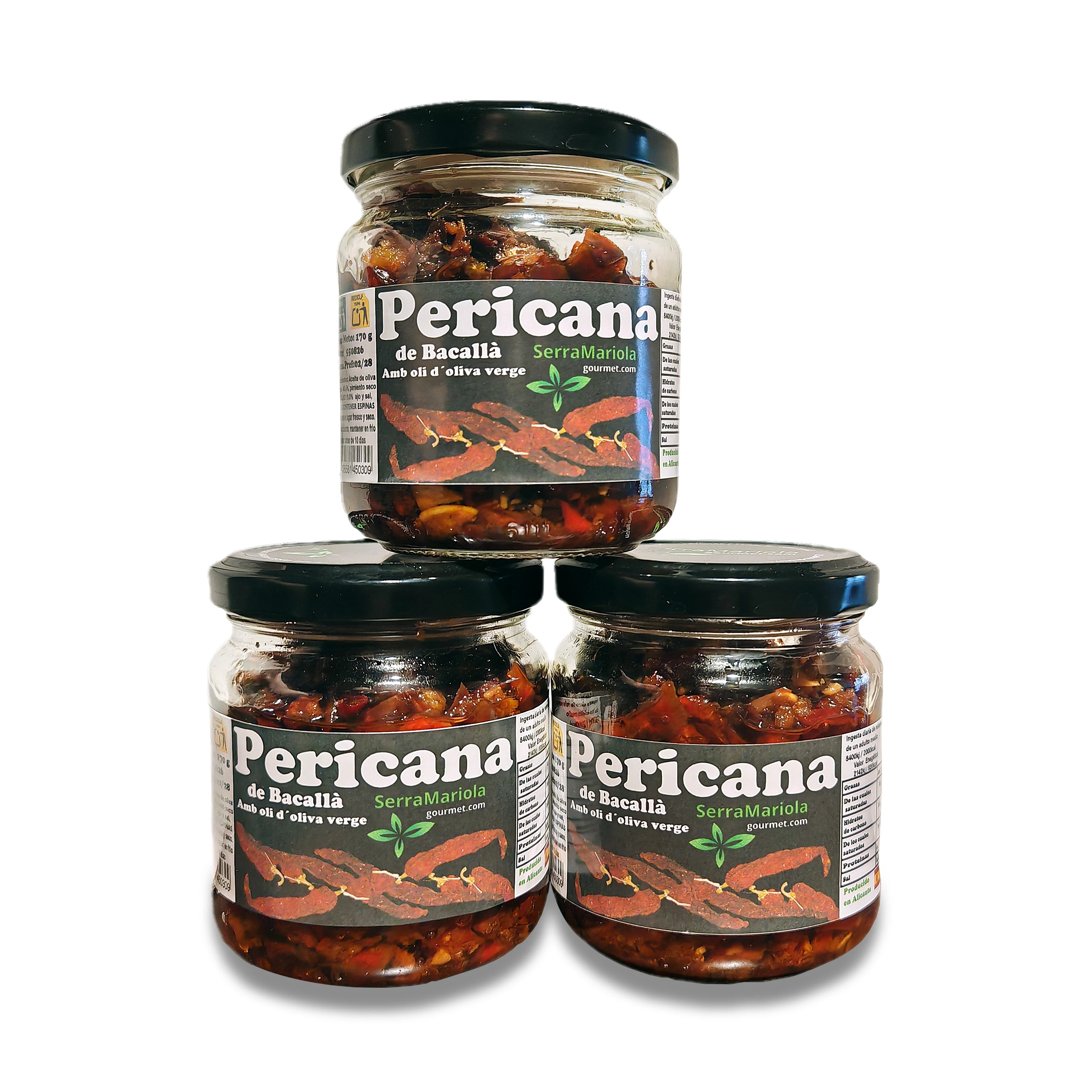 Pericana de bacalao en aceite de Serra mariola gourmet (Pack de 3 unidades de 170gr)