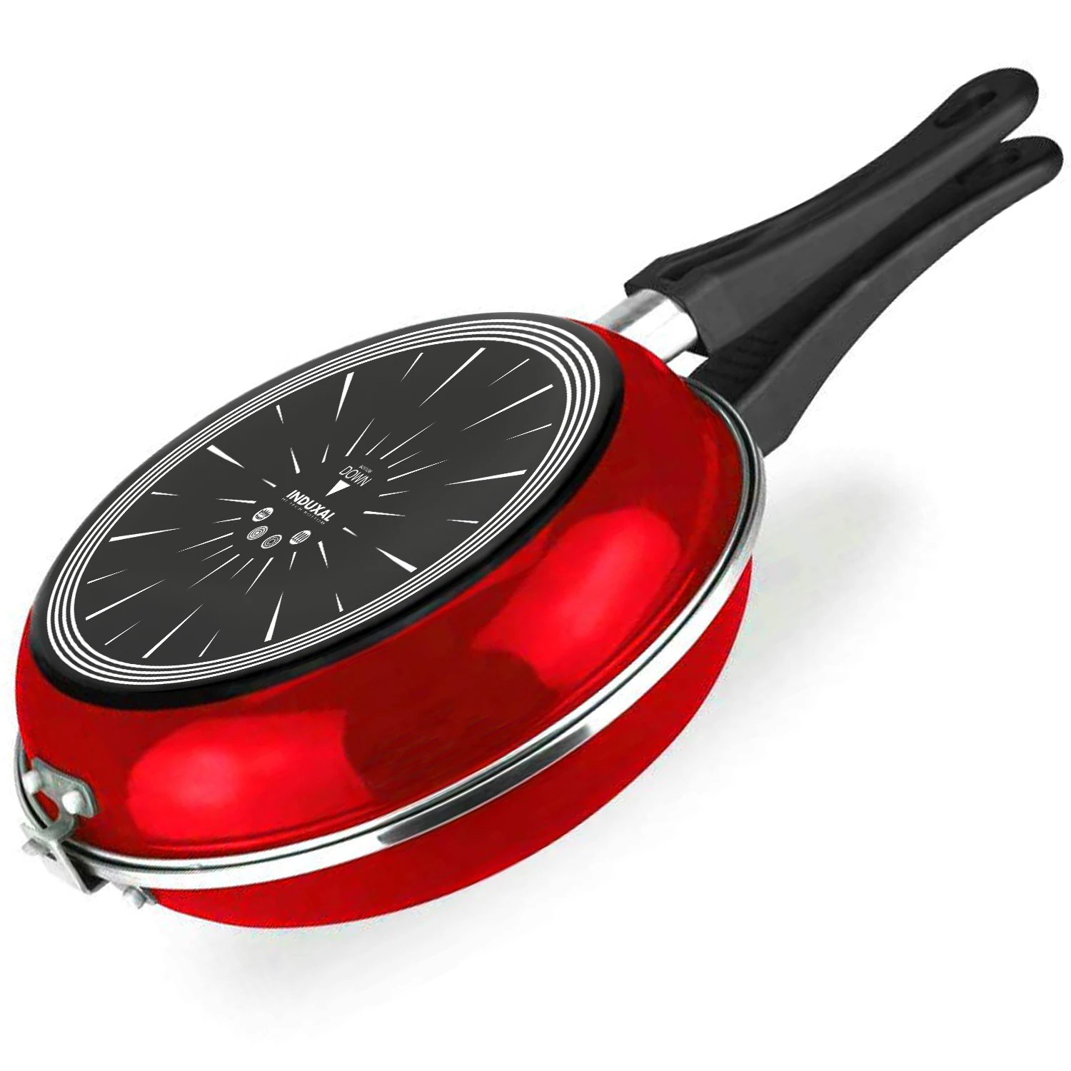 VITREX®Marseille Duo double tortilla pan, omelet pan, Ø 24 cm, red color, non-stick double layer, vitrified steel, for all kinds of cookers, including induction, dishwasher safe