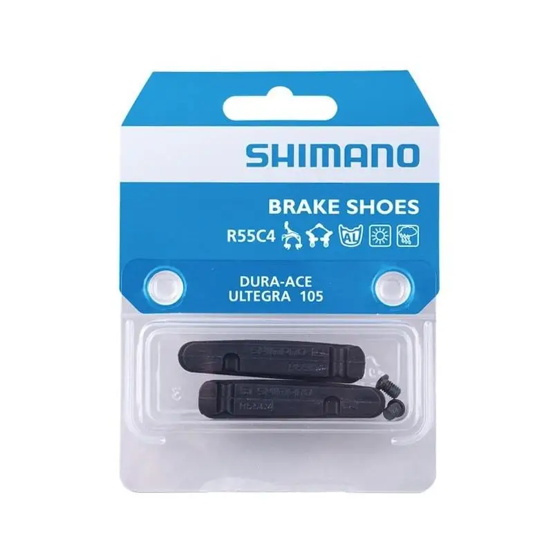 SHIMANO | Zapatas De Freno R55C4 - - Zapatas de freno optimizadas para llantas de Aluminio. - Funcionan bien en seco y en mojado. - Muy resistentes frente al desgaste en mojado. - Alta potencia y
