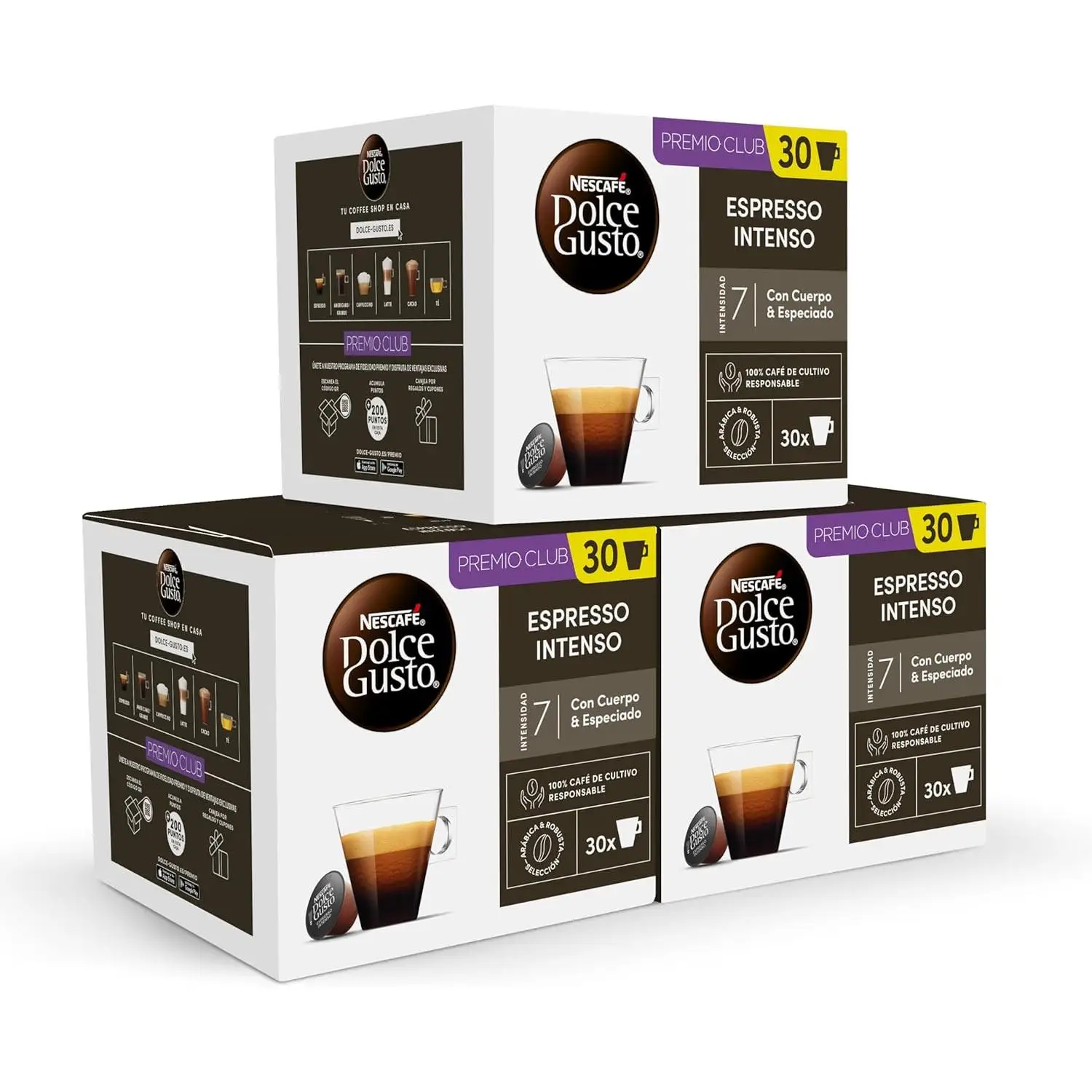 90cap - Café NESCAFÉ DOLCE GUSTO Espresso Intenso 30 cápsulas - Pack de 3ud - 90 cápsulas en total