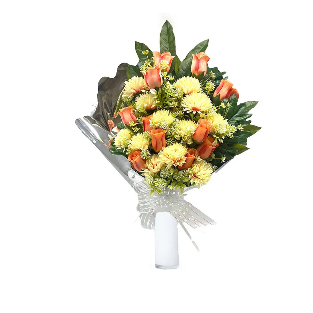 Panda Home Ramo para Cementerio de Flores Artificiales Especial para Decorar nichos y lápidas, para Todos los Santos.-CAPULLO MUN-NARANJA