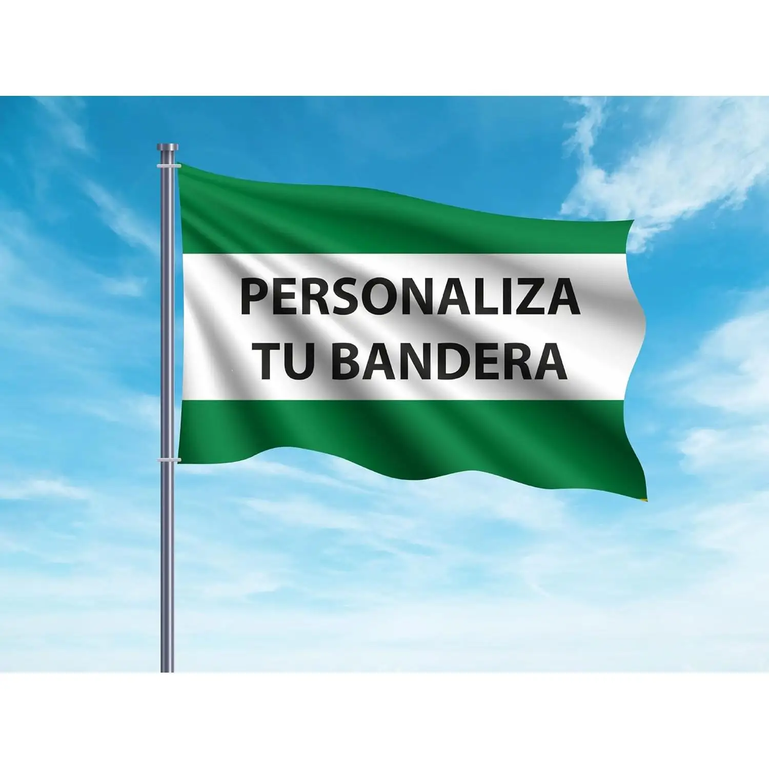 Oedim Bandera Andalucía Personalizada, 150x85cm, Reforzada y con Pespuntes, Bandera con 2 Ojales Metálicos y Resistente al Agua. Enviar Personalización a lucasgarcia@oedim.com