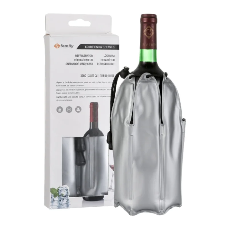 LILI HOME Funda Enfriadora Universal para Botellas de Vino o Cava - Gris 22 cm. esta funda está diseñada para adaptarse a una amplia gama de botellas, garantizando que tus bebidas se mantengan a la temperatura ideal durante tus eventos y reuniones.