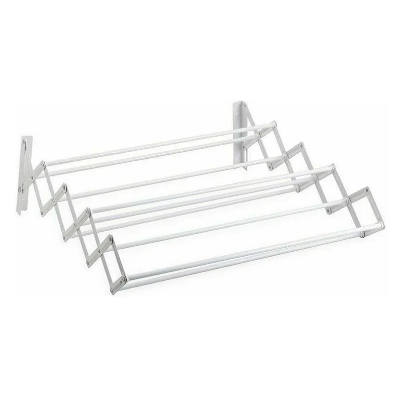 TODOBIEN STORE - Tendedero Extensible Pared 60cm/80cm/100cm - Tendedero Plegable de Pared de Interior o Exterior de Acero Blanco - Tendedro con 9 Barras