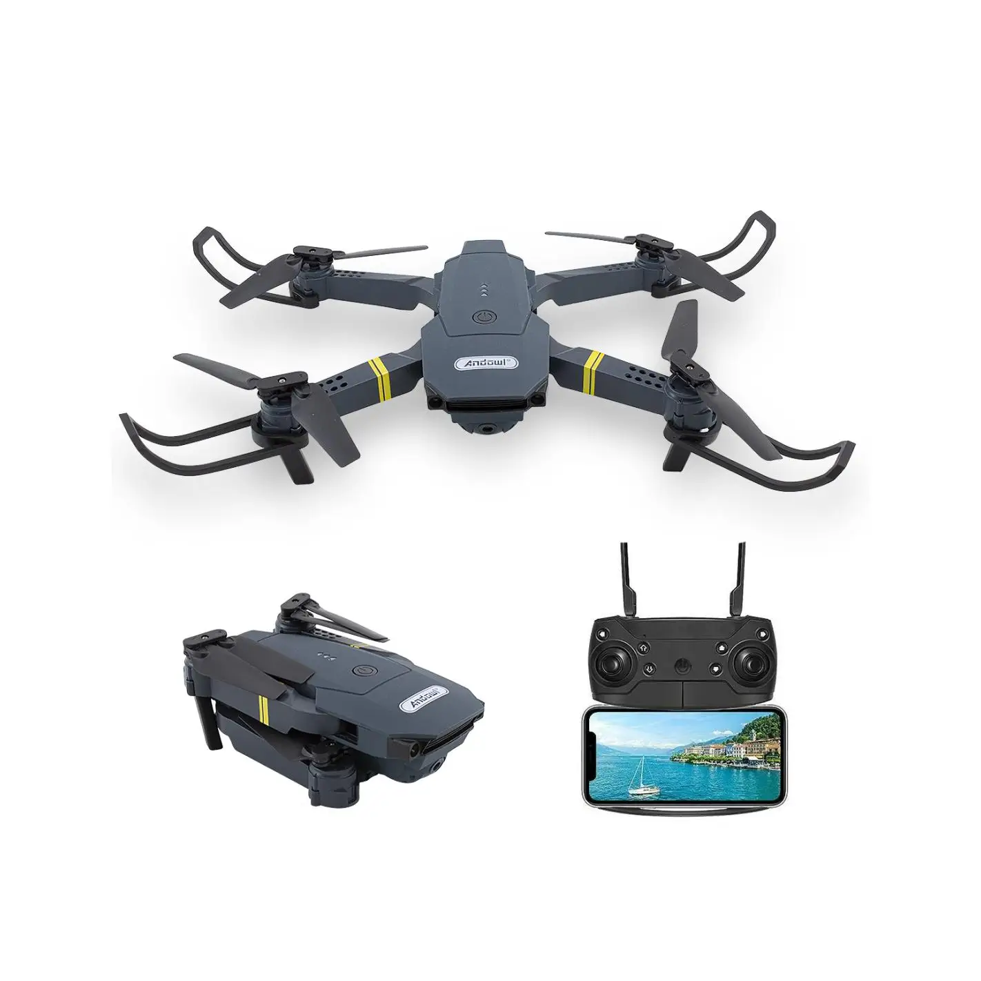 Mediawave Store Mini Drone Quadricottero 1080P HD Pieghevole con Telecamera e Telecomando Wifi