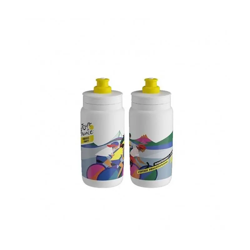 Elite - Bidón Fly Tour De Francia Femenino 550 ml 2024 para ciclismo y triatlón, ultraligero de 54 g, con boquilla push-pull sin olores y estructura ergonómica para mayor flujo