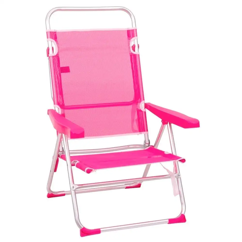 Silla de playa alta plegable y reclinable de 4 posiciones de aluminio y textileno Lola Home