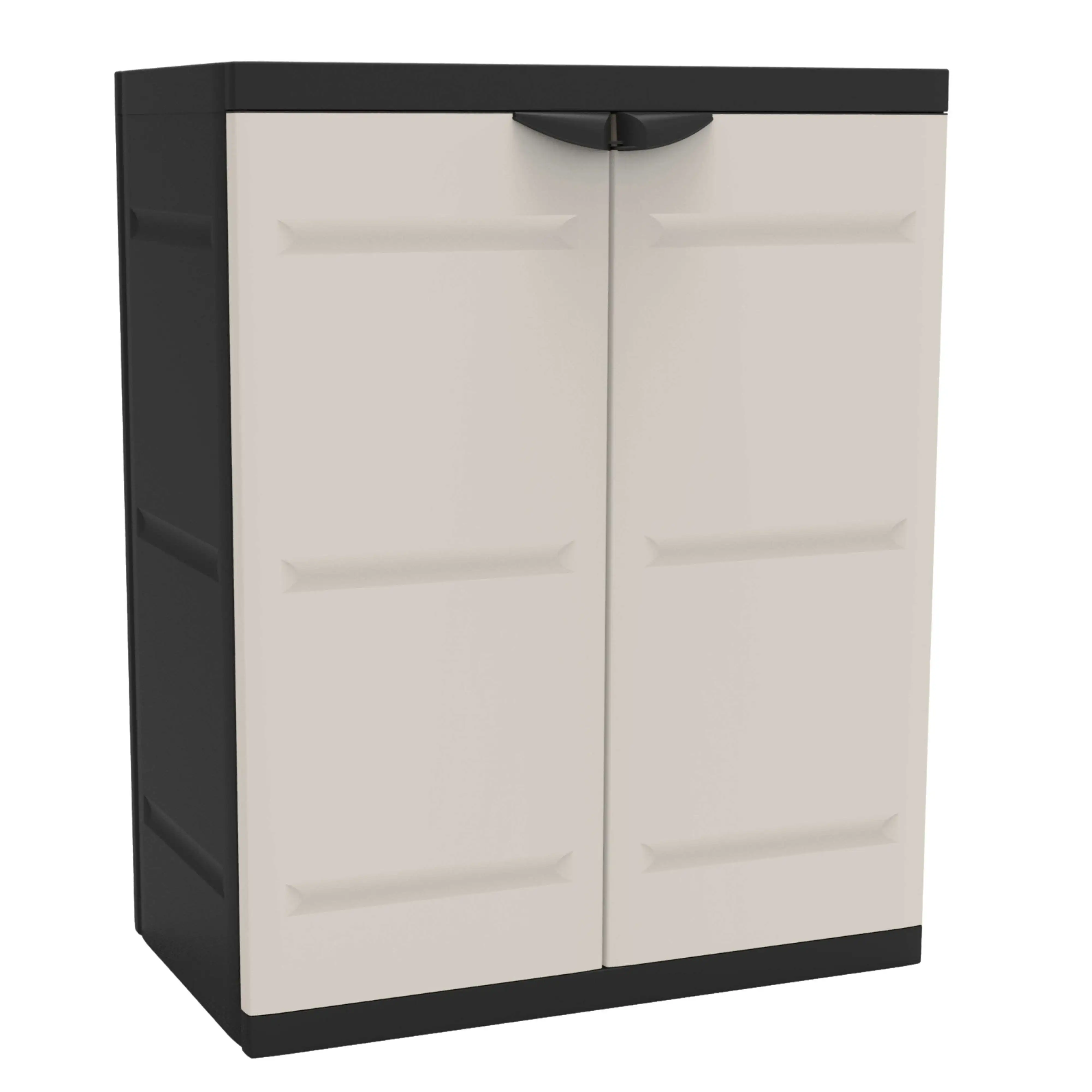 Armario 2 Puertas y 2 Estantes Internos, Armario Bajo de Exterior, Armario de Resina Titanium Negro 70x88x41 cm