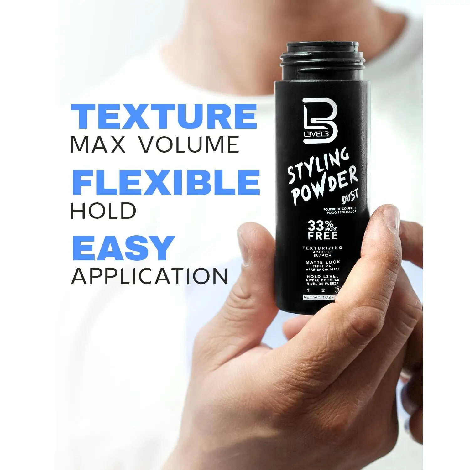 L3VEL3 - Styling Powder DUST For Men 30GR ,CERA POLVO MATE,TEXTURA ,EXTRA VOLUMEN , FIJACION FUERTE .