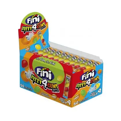 Chicles de Macedonia Fini 50 Unidades con Sabores a Melón, Limón, Naranja y Fresa con Toque Ácido - Bolsa SurTida de Dulces de Goma
