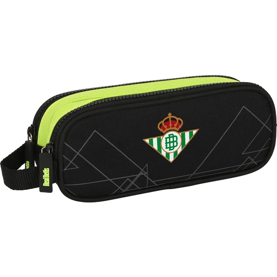 SAFTA - REAL BETIS BALOMPIE Portatodo Doble con Bolsillo y Cremalleras - Asa Lateral y Adaptabilidad a Carro Portamochilas - Estuche Diseño único con Licencia Oficial - Estuche diseño único y licencia