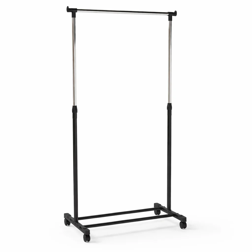 Perchero Burro Ropa con Ruedas | Ajustable en Altura 80-150 cm | Barra 75 cm | Base 40 cm | Soporta hasta 15 kg | Perche