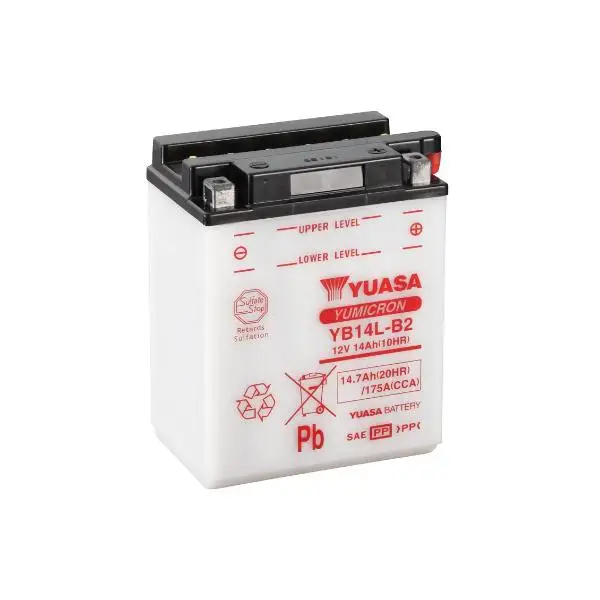 Bateria Moto YUASA YB14L-B2 12V 14.7Ah 175Amp.  Gama YuMicron®  Medidas: Longitud	136 mm Anchura	91 mm Altura	168 mm