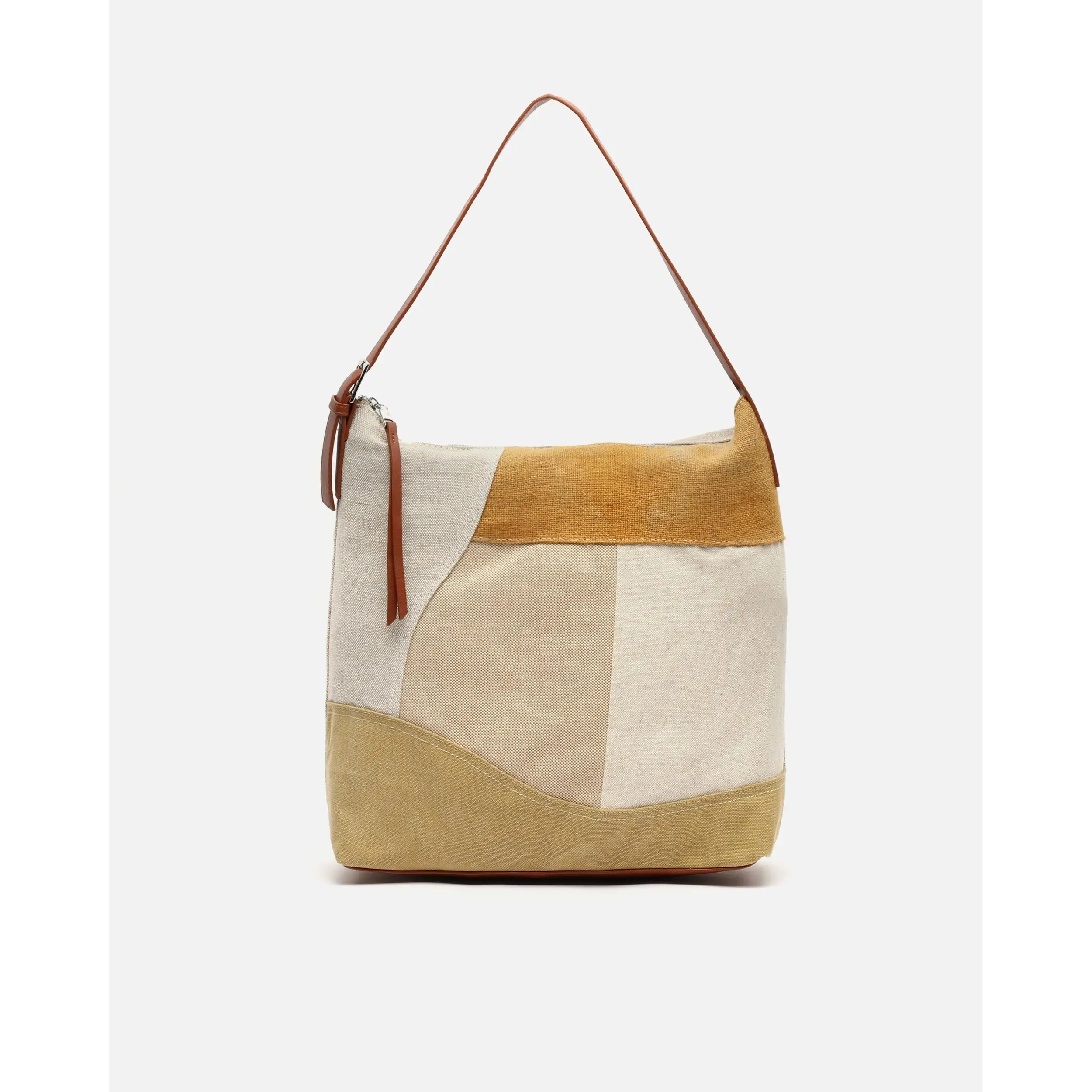 Misako Narcisa bolso hobo con estampado patchwork efecto desgastado ED. Raffia / Playa