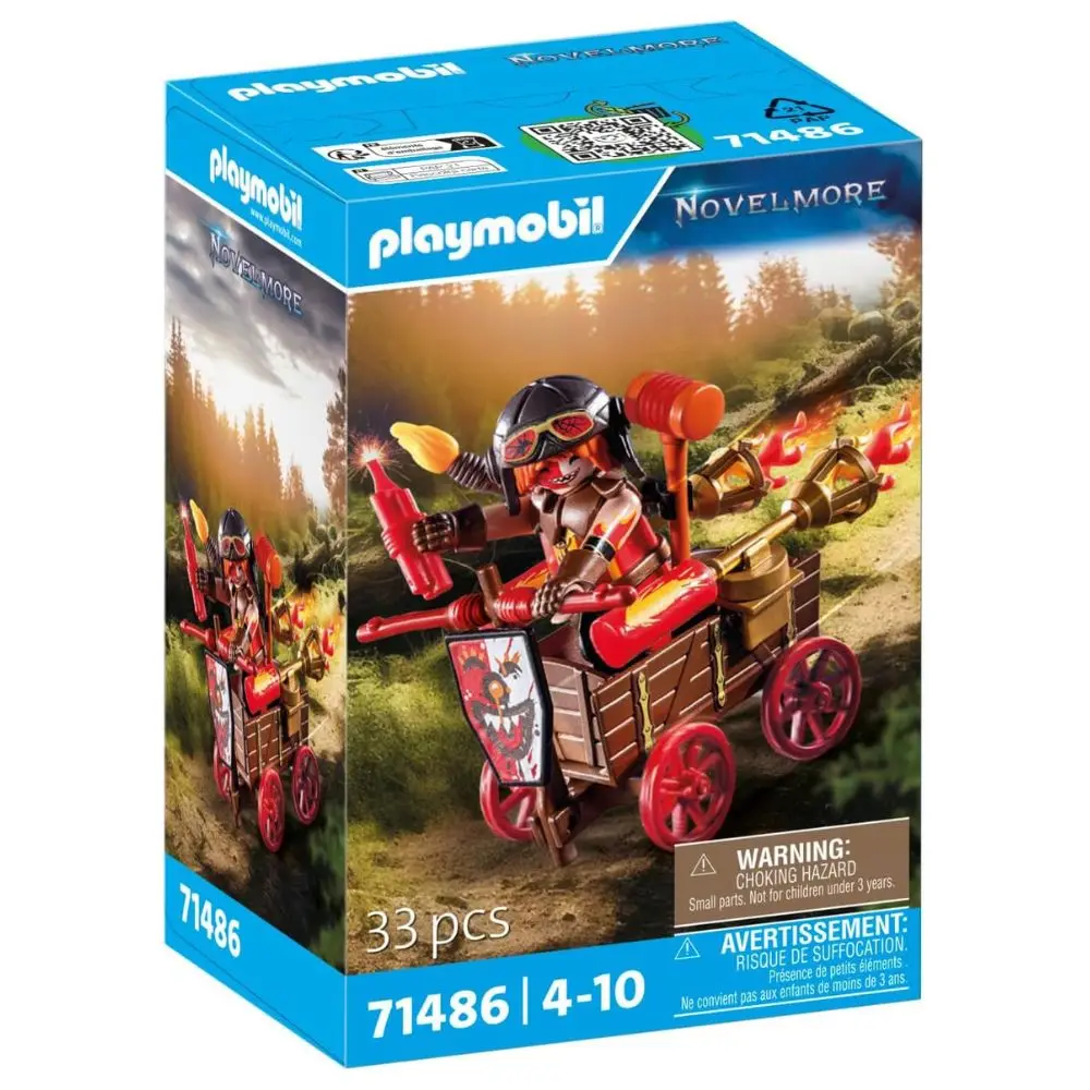 PLAYMOBIL (71486)  Carro de Kahboomel bufón enloquecido por el fuego de los bandidos de Burnham con dinamita y bengalas, Novelmore