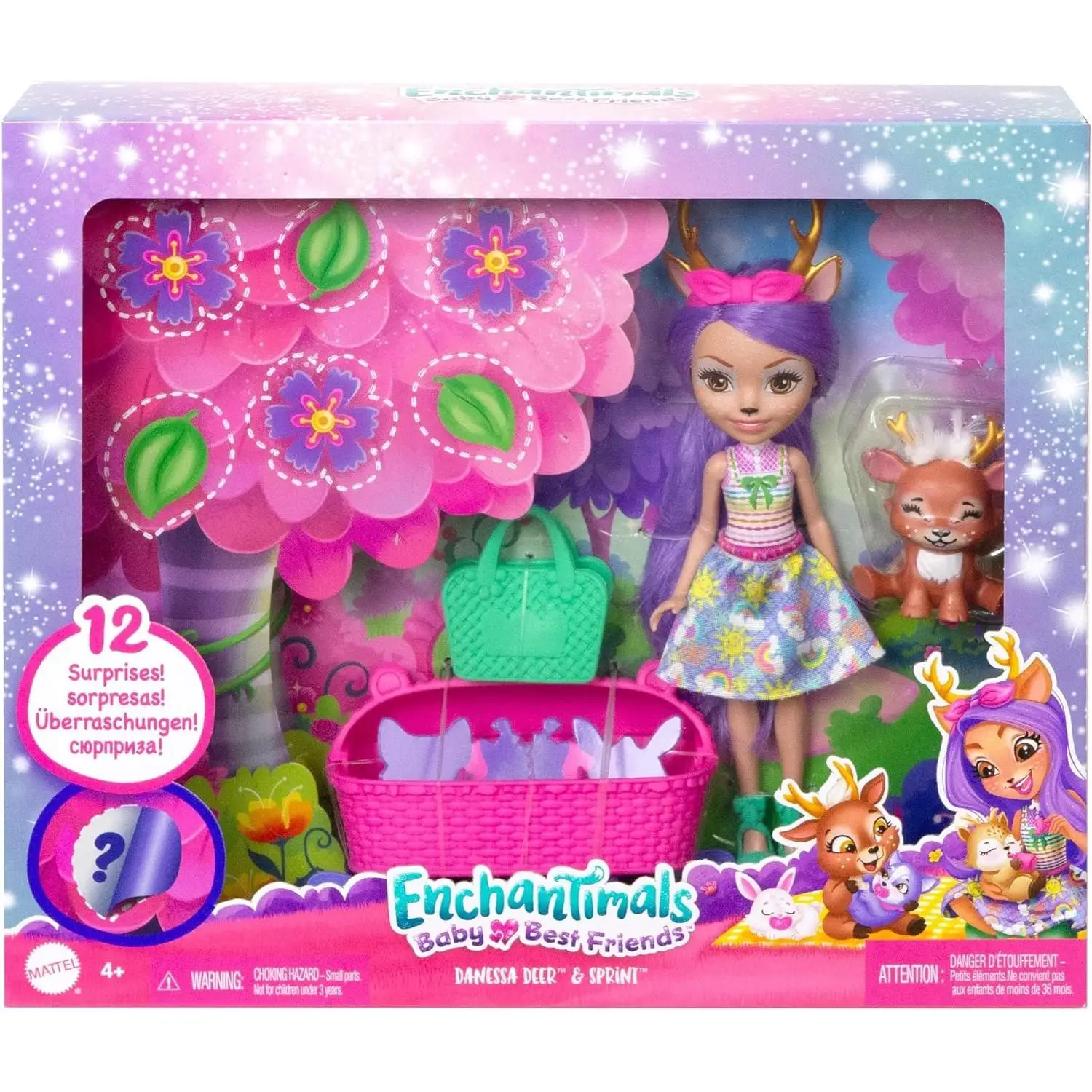 Enchantimals Baby BFFs doll Danessa Deer mascot Deer Sprint 3 bestie and accessories toy + 4 years (Mattel HLK84)