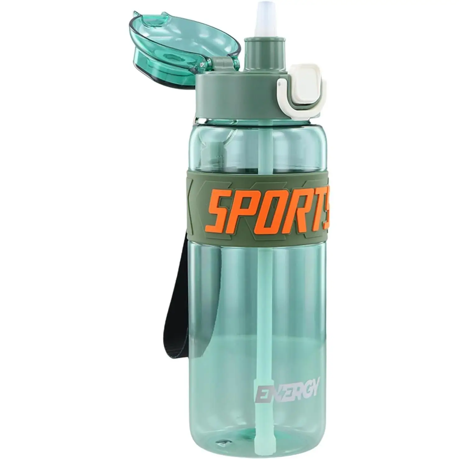 Botella de Agua Deportiva 850 ml con Pajita – Cantimplora Antifugas Reutilizable de Plástico Tritan sin BPA, Apertura con un Solo Toque, Ideal para Gimnasio, Escuela, Camping, Yoga y Actividades al