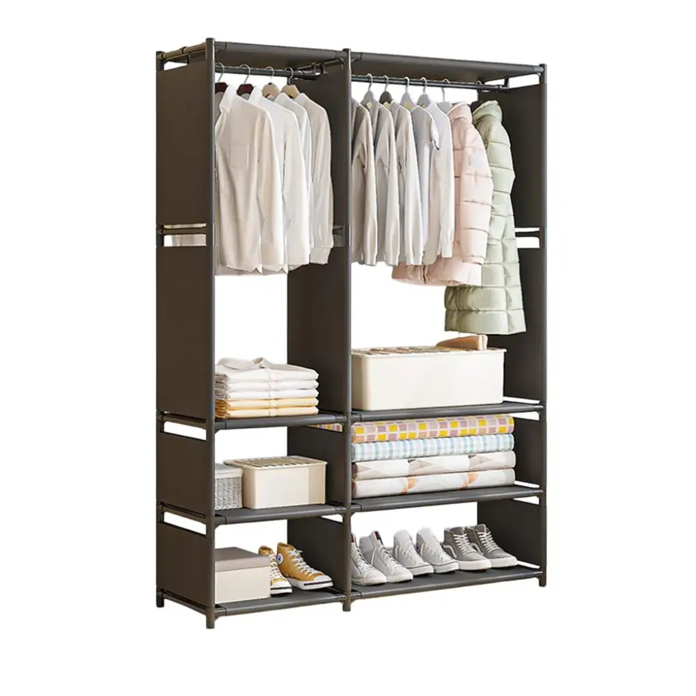 Perchero de pie y Zapatero Pared para Ropa Abrigos Estantería ropa estante MODA zapato armario empotrado organizador Vestíbulo CON TELA