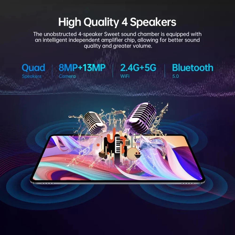 Teclast T40 Pro 4G Tablet 10,4 Pulgadas Pantalla 2000*1200, 8GB RAM+128GB ROM Ampliable hasta 1TB, Cámara Frontal 8MP Trasera 13MP, WiFi Doble Banda, Bluetooth 5.0, Batería 7000mAh Carga Rápida PD 18W 7