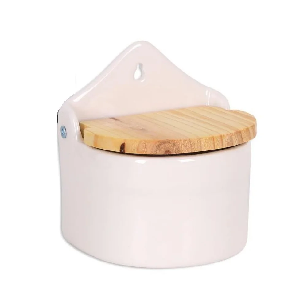 SALERO CERAMICA CON TAPA DE MADERA,COLOR BLANCA,13CM,cm,FESPU