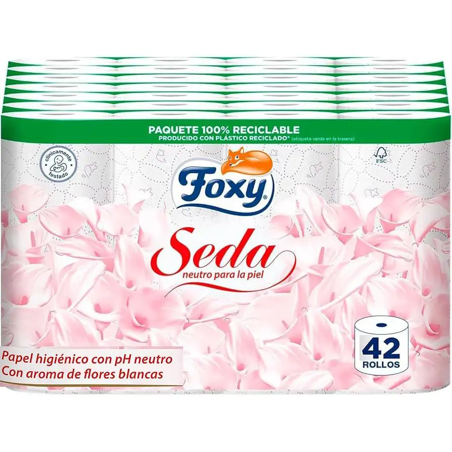 FOXY Seda 42 rollos, 3 capas, papel higiénico (7 pack x 6 ro