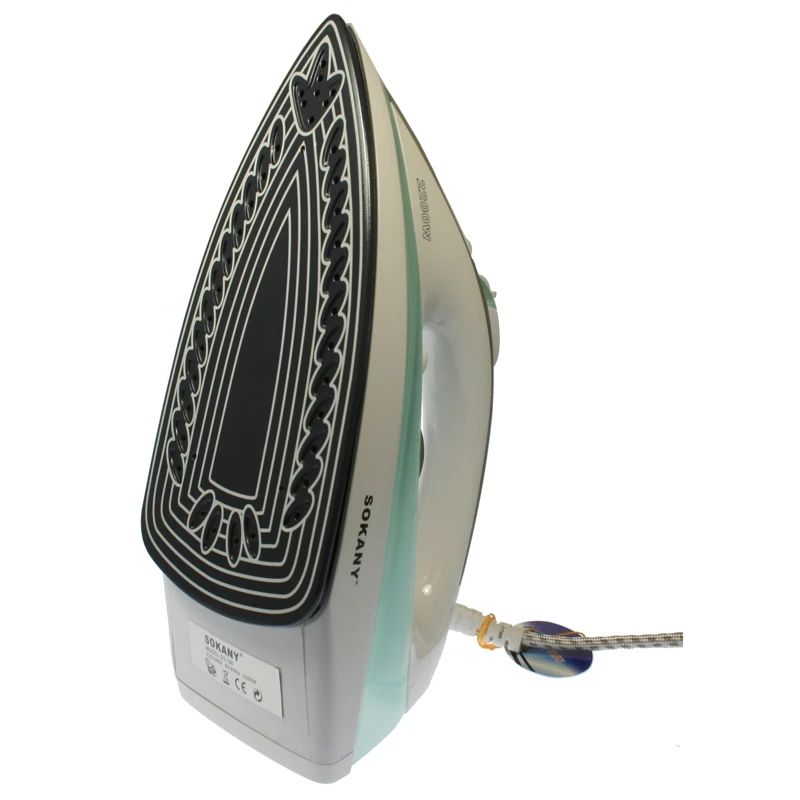 Sokany DY-186 Steam Iron 2200W with Ceramic Soleplate, featuring adjustable steam, self-cleaning function, and anti-drip protection for efficient dry or steam ironing. Perfect for all your garment care needs.