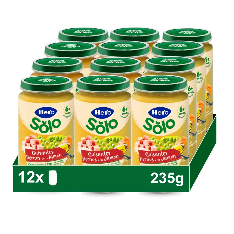 Hero Solo Pack Mixto Tarritos 12x235gr ( Veduras con Merluza y Guisantes Tiernos con Jamón)