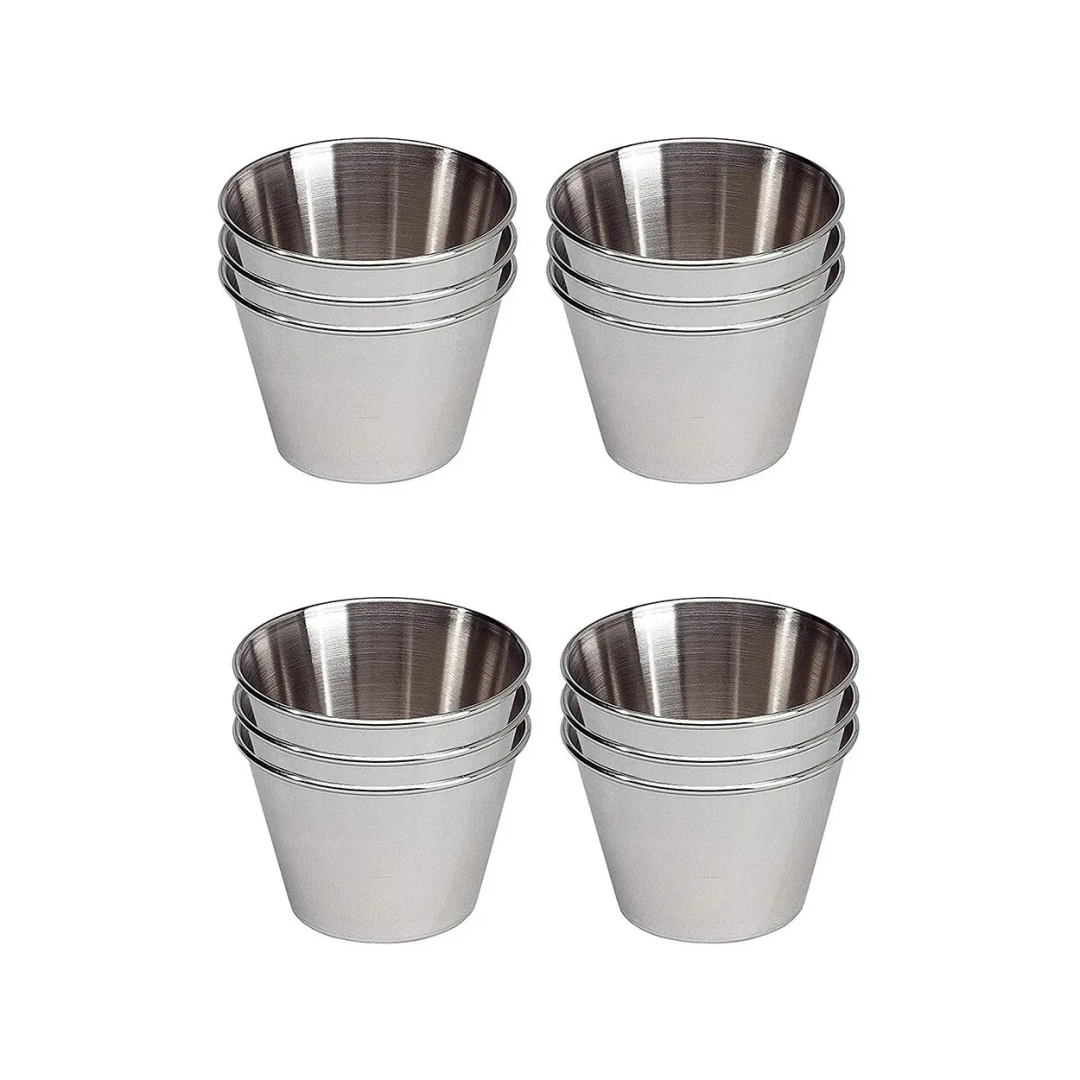 STARLEY-12 Flaneras Individuales de Acero Inoxidable,Molde para Flan Individuales,Molde para horno ideal para flanes, magdalenas, panacota, gelatina,Repostería,Salsas Ø7cm/Ø8cm/Ø9cm/Ø10cm