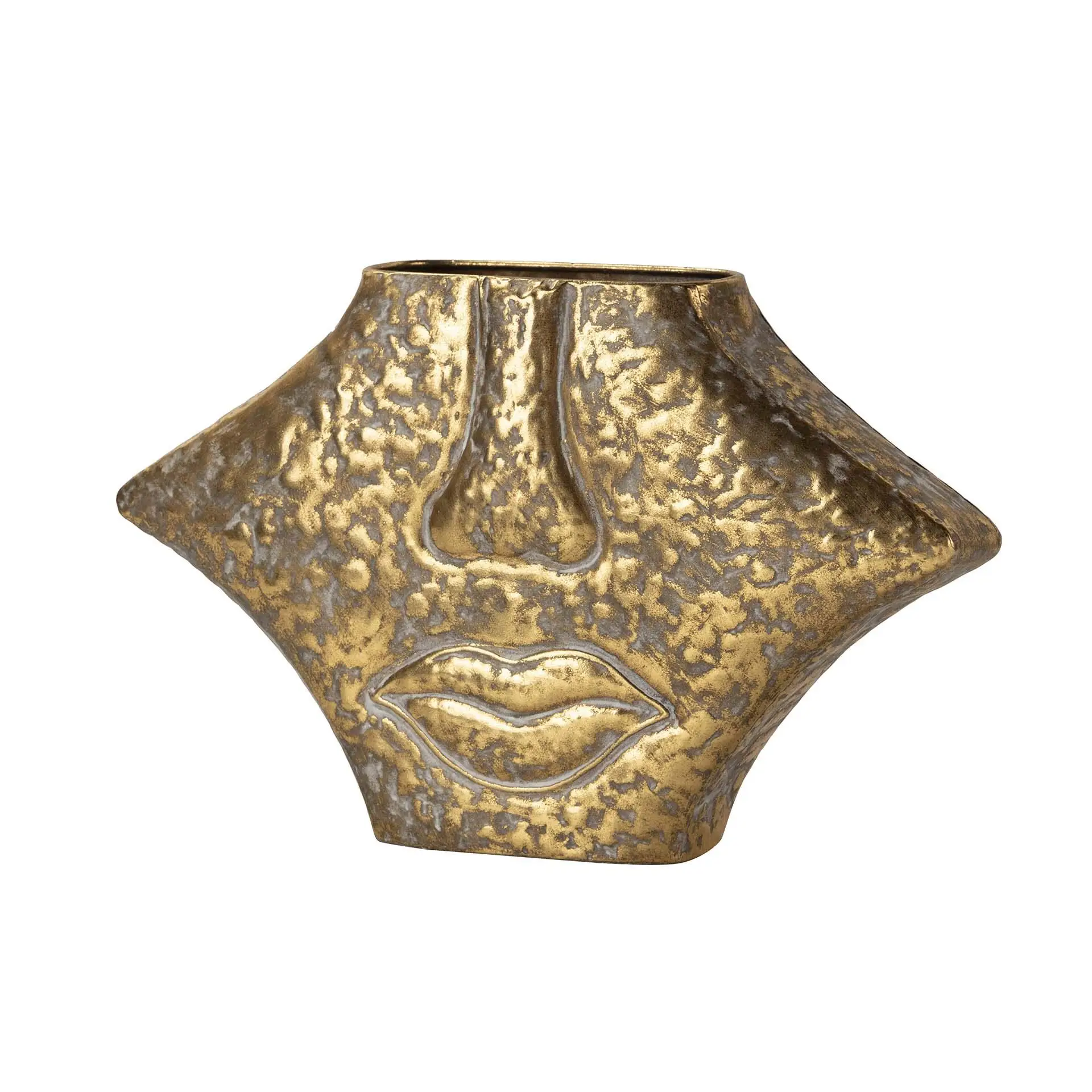 Dorado Jarron Metal 38X11x24 Cm El Mejor Complemento Para Tu Hogar.