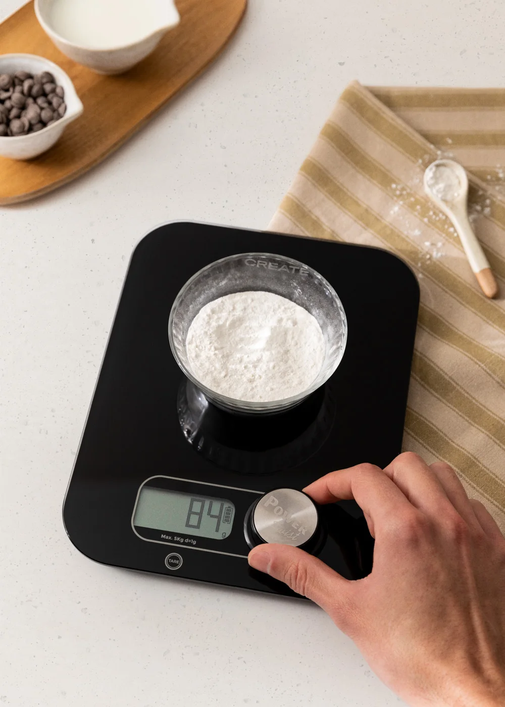 Create- kitchen scale without batteries - led screen - tare function - balance food eco