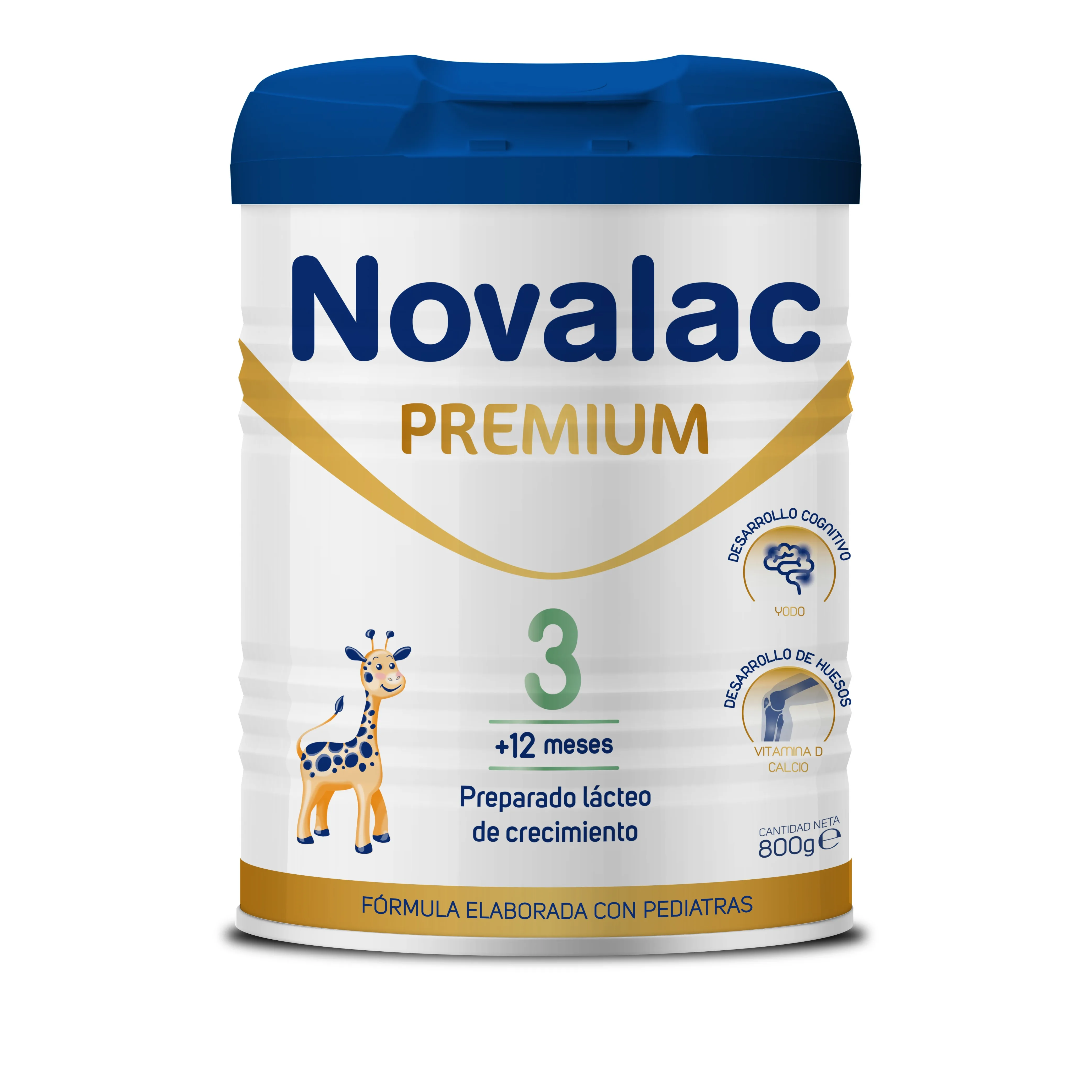 Novalac Premium 3 - Leche en polvo de Continuación 1-3 Años. Contribuye al normal desarrollo cognitivo y de los huesos del bebé. Fórmula Elaborada con Pediatras rica en Calcio, Yodo y Vit D - 800 g