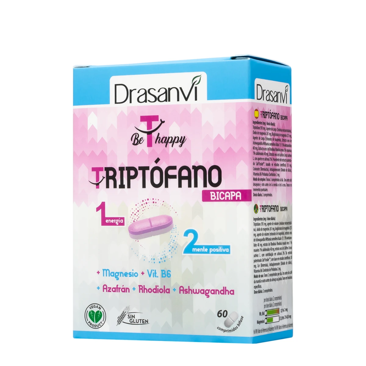 Drasanvi Triptofano Bicapa - 60 comprimidos para el Sueño, Bienestar Emocional y Energía Prolongada