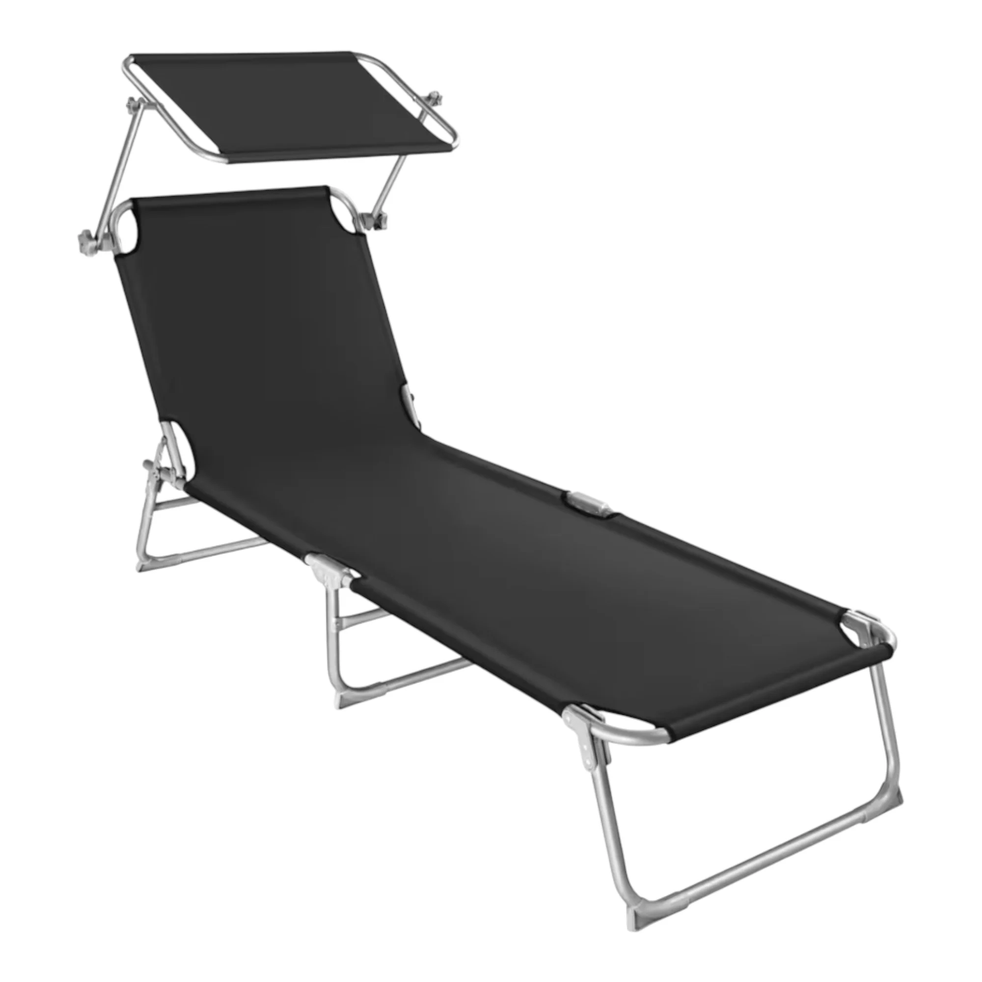Tumbona de Playa Reclinables con Parasol Ajustable | Plegables y Portátiles | para Jardín, Terraza, Piscina o Camping | Aluminio Ligero y Tela 