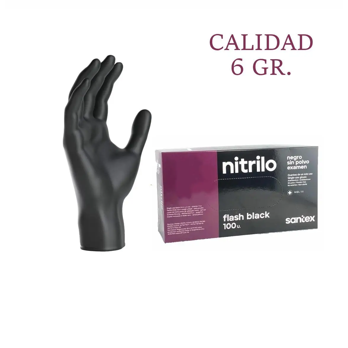 EXTRA resistant nitrile gloves 6 GR thick black size SANTEX IDEAL kitchen, aesthetic, mechanical, HORECA