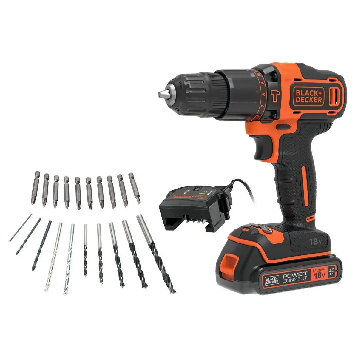 Black & Decker KIT: Taladro Percutor 18V, BDCHD18D1KA-QW + 20 Accesorios y Maletín | ¡Potencia y