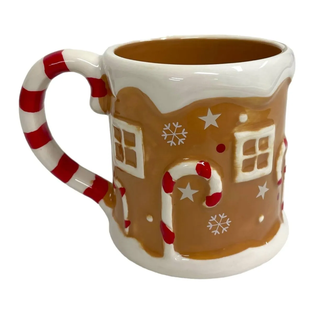 Enjoy your favorite beverages with this Christmas ceramic mug featuring a gingerbread house design, 280 ml capacity, ideal for coffee, tea, or hot chocolate, perfect for festive decor or gifting.