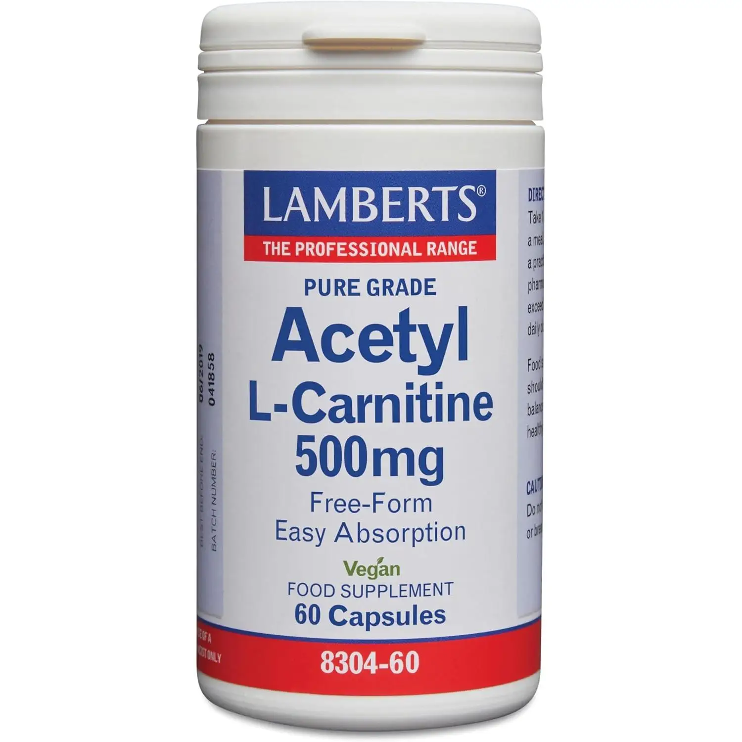 Lamberts L-Acetil Carnitina HCl 500 mg - 60 Cápsulas