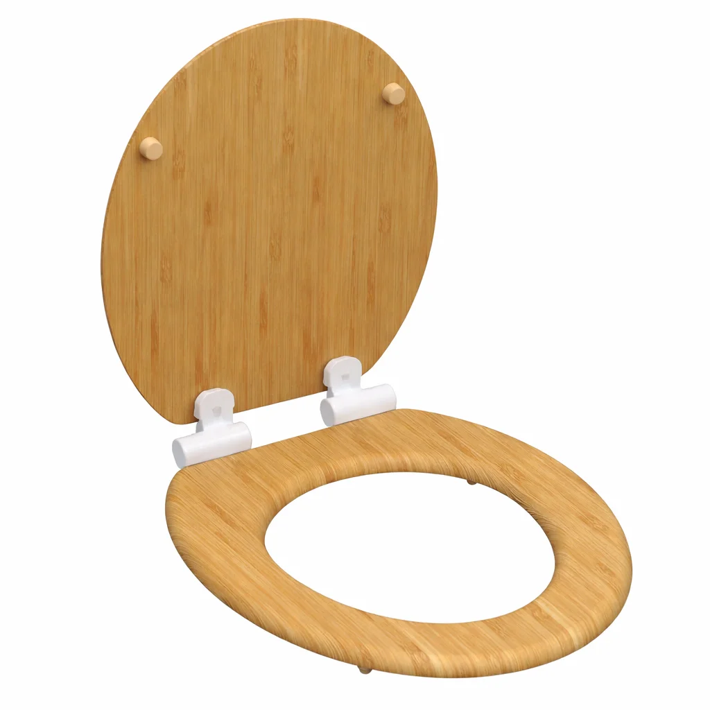 Tapa De Inodoro De Madera Natural Para Baño de 39.5 x 7 x 4 Cm, 17″ - Karawan