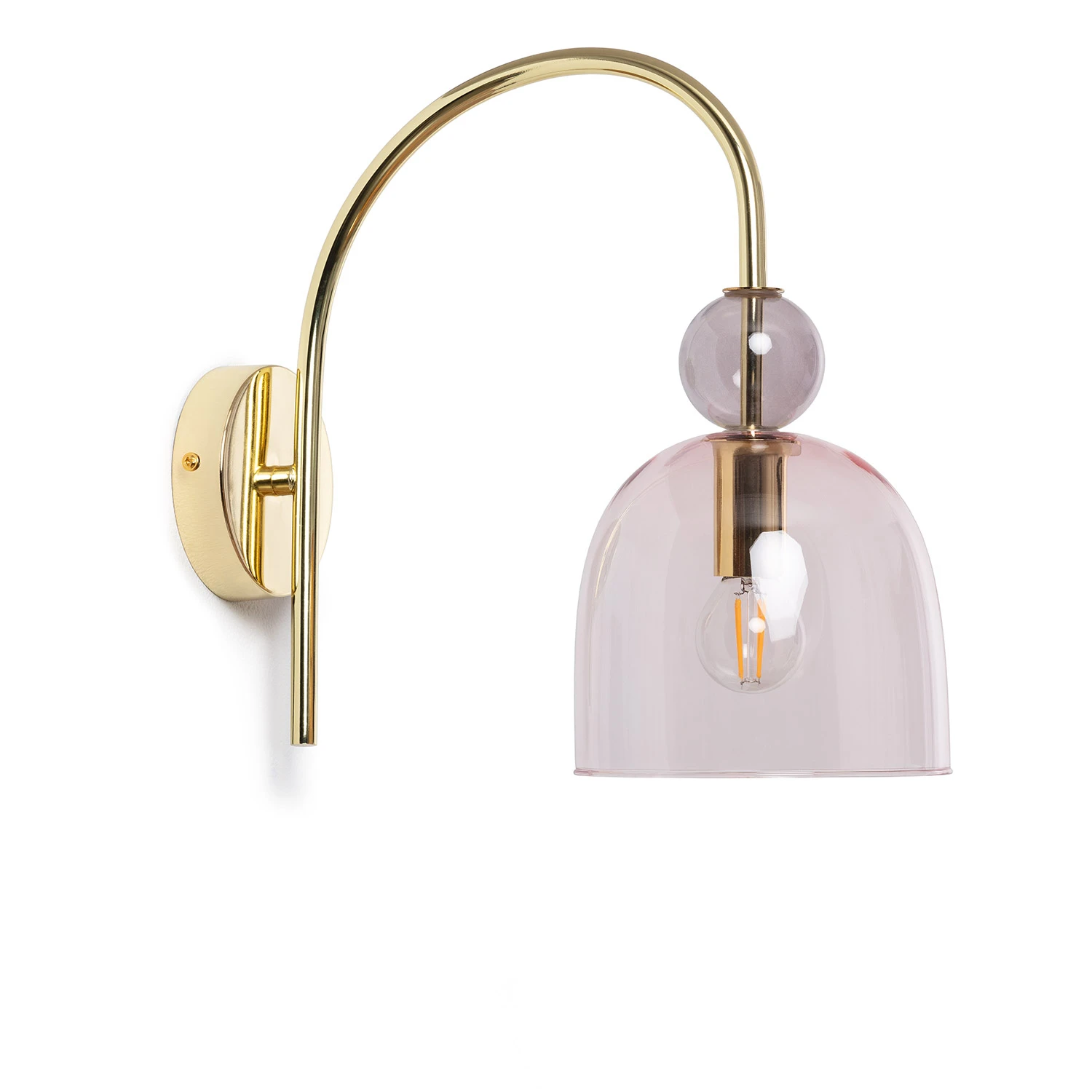 LEDKIA LIGHTING - Lámpara de Pared Baudelaire | Diseño Elegante Vintage | Compatible con Bombilla E14 | Cristal y Metal Duradero | Ideal para Salón y Dormitorio, Rosa, Cristal