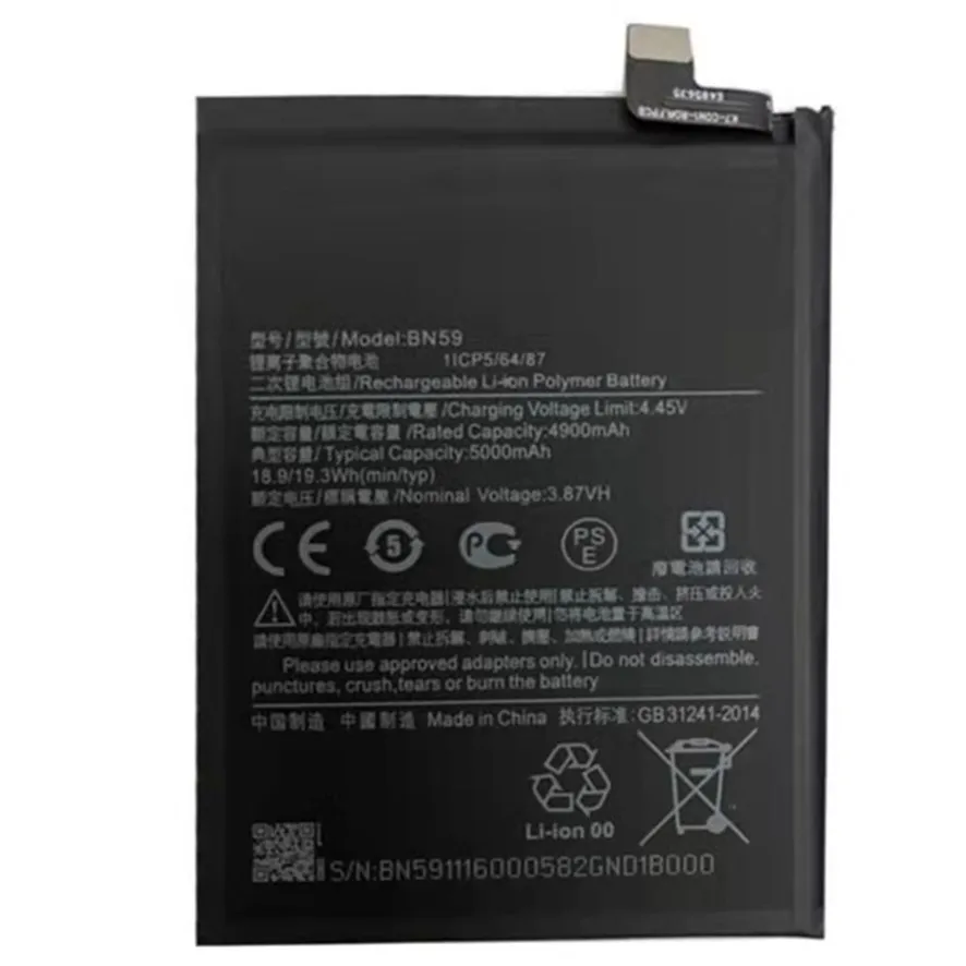Batería Interna BN59 para Xiaomi Redmi Note 10 4G, 10S, Poco M5s, 5000mAh de repuesto para teléfonos inteligentes, perfecta para problemas como poca duración o teléfono que no carga.