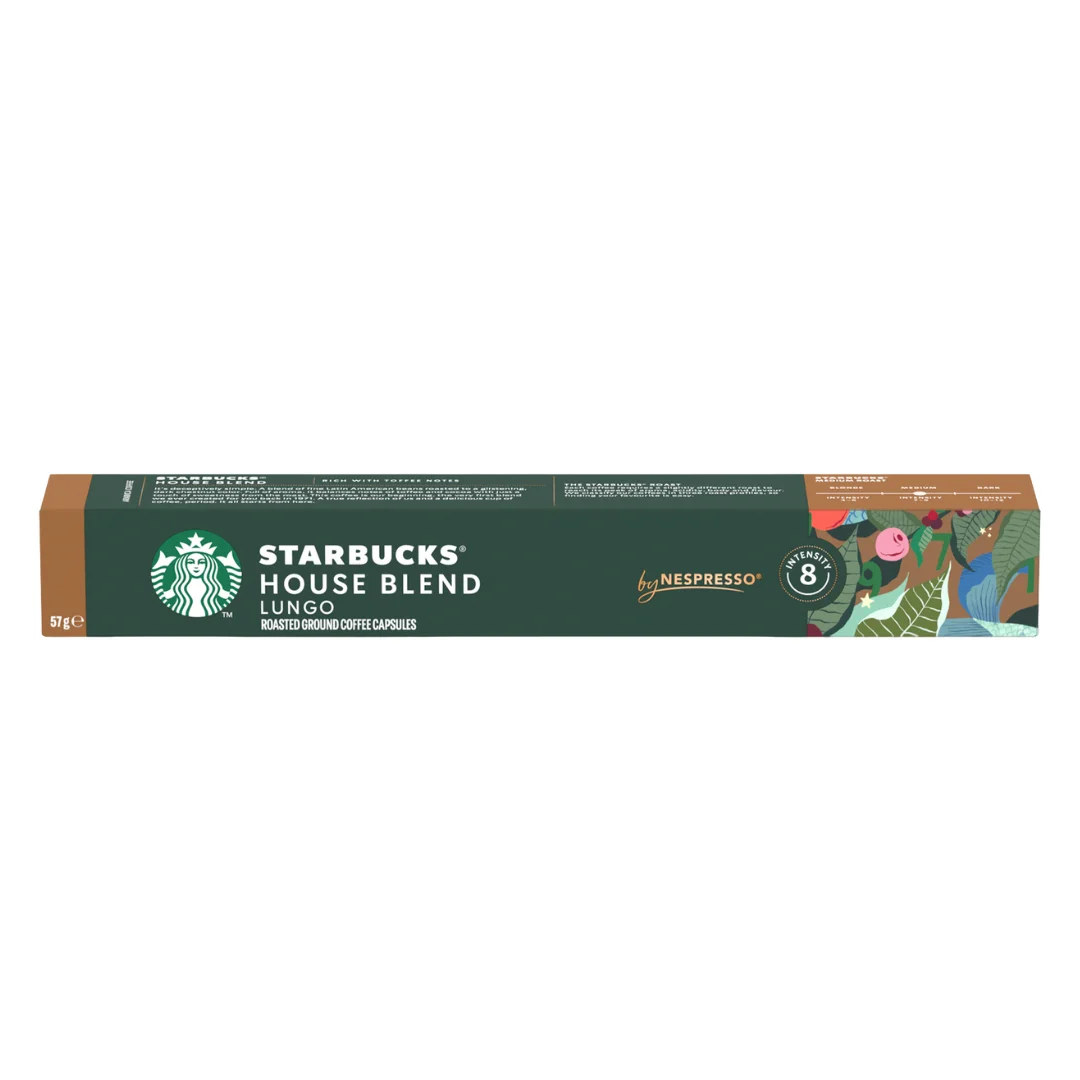 Starbucks house blend lungo capsules 100% arabica medium roast intensity 8 - compatible with nespresso (100 units)