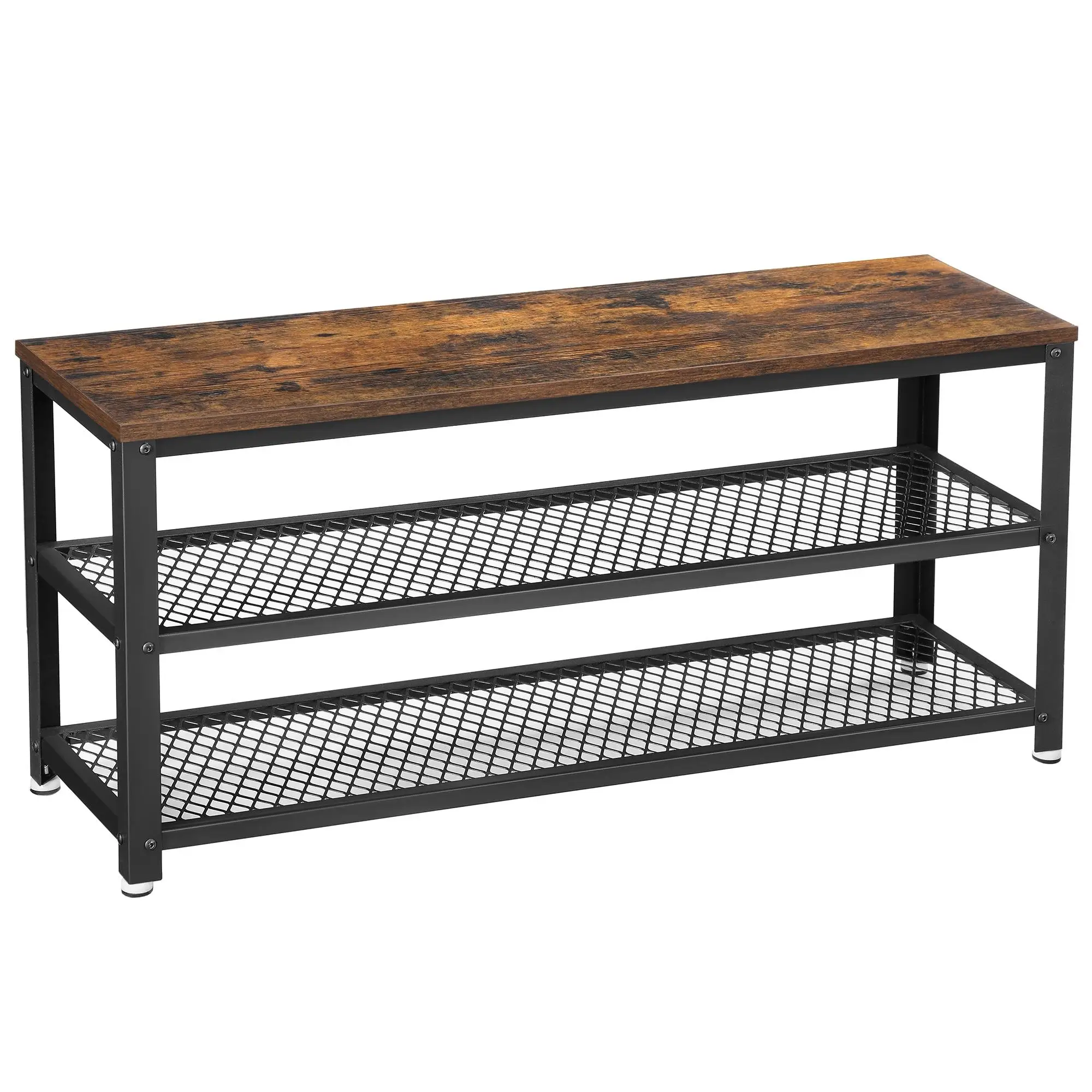 VASAGLE Banco Zapatero, Zapatero con Banco, Banco para Zapatos, Organizador con 2 Estantes, 30 x 100 x 45 cm, para Pasillo, Sala de Estar, Acero, 