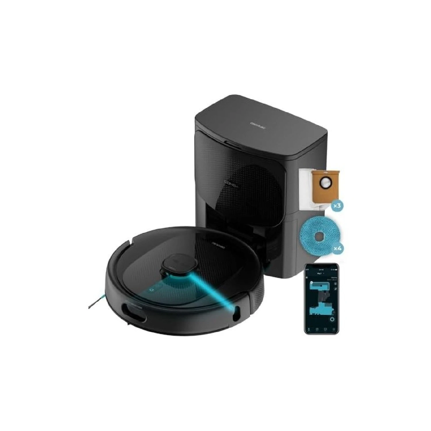 Cecotec Robot Aspirador Conga 9990 AI Spin Revolution Supreme Home, 10.000 Pa, Navegación láser, Base de autovaciado