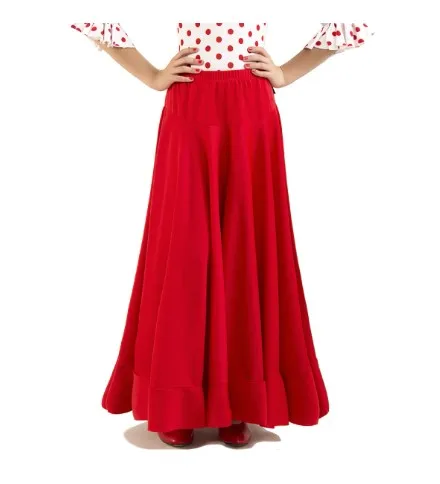 Girl's flamenco dance skirt with a low ruffle