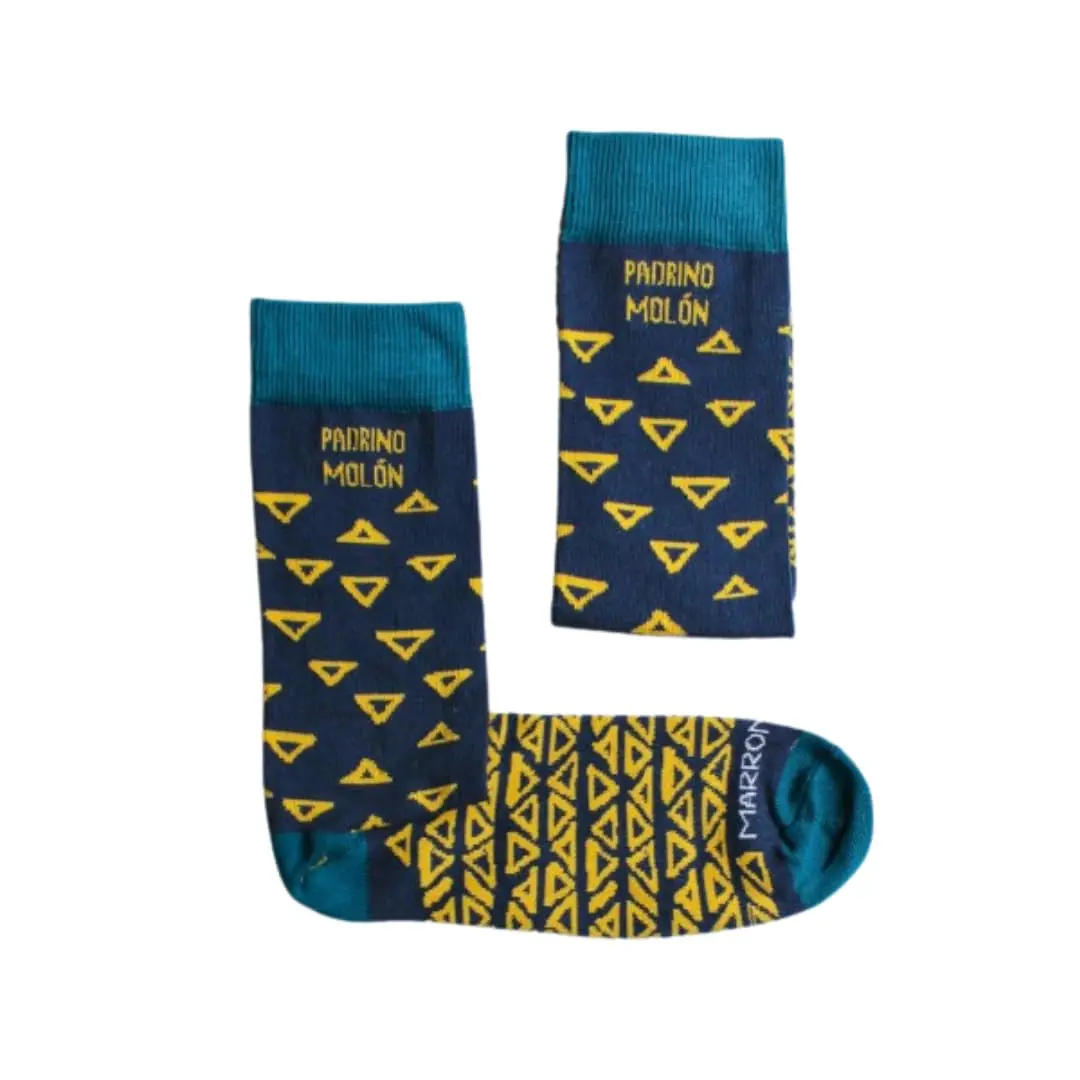 MARRON Y NEGRO - Calcetines Padrino Molón - Fabricado en España - Perfectos para Regalos - Divertido - 80% algodón - Unisex - Talla de calcetín (41-45)