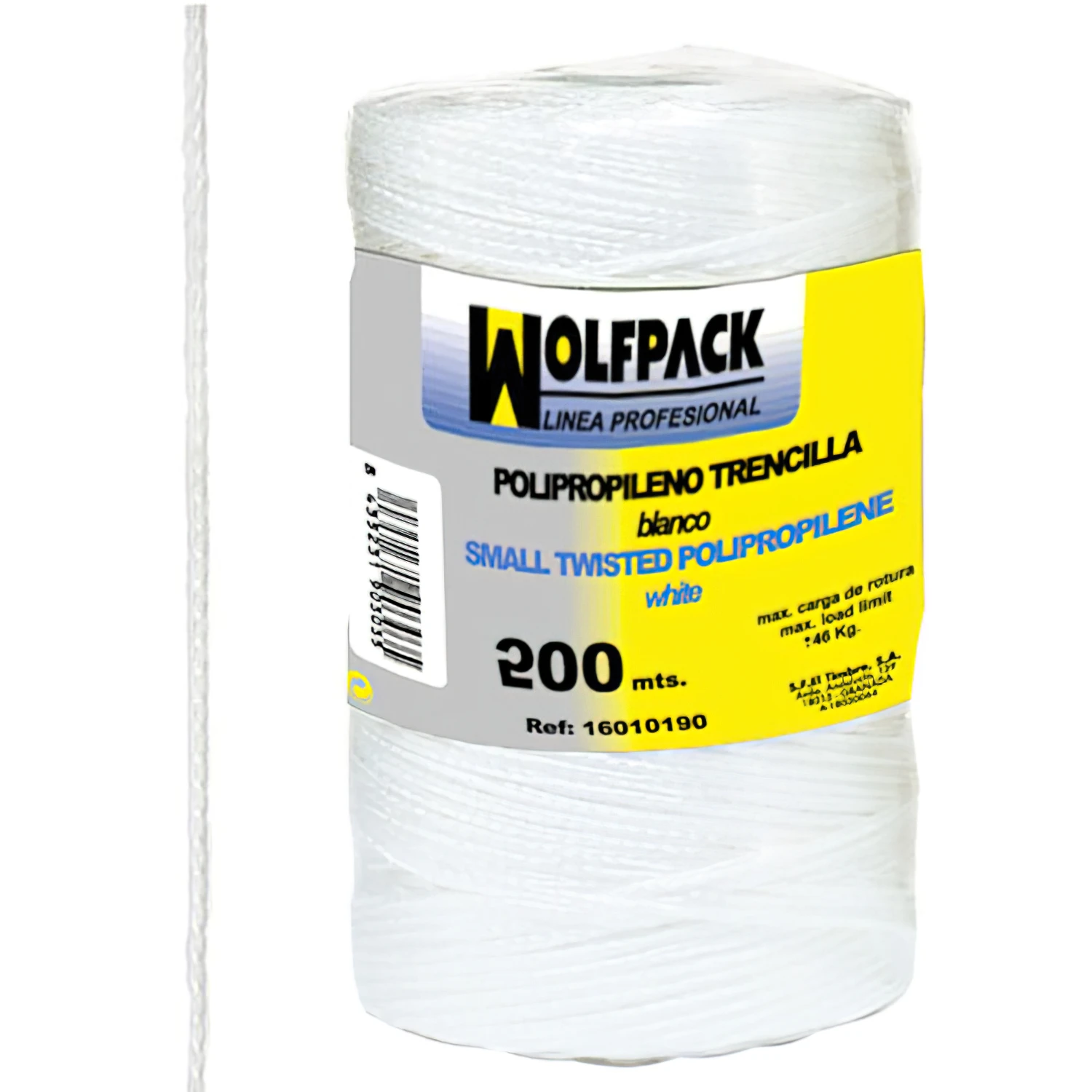 SANCO STORE - WOLFPACK LINEA PROFESIONAL Cuerda Trencilla Polipropileno Blanco (Bobina 200 Metros)