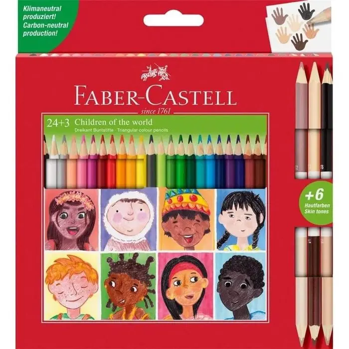 Faber pencil faber castell 24 assorted colors + 3 bicolors red series 175x9x9 cms. - Product Main Image