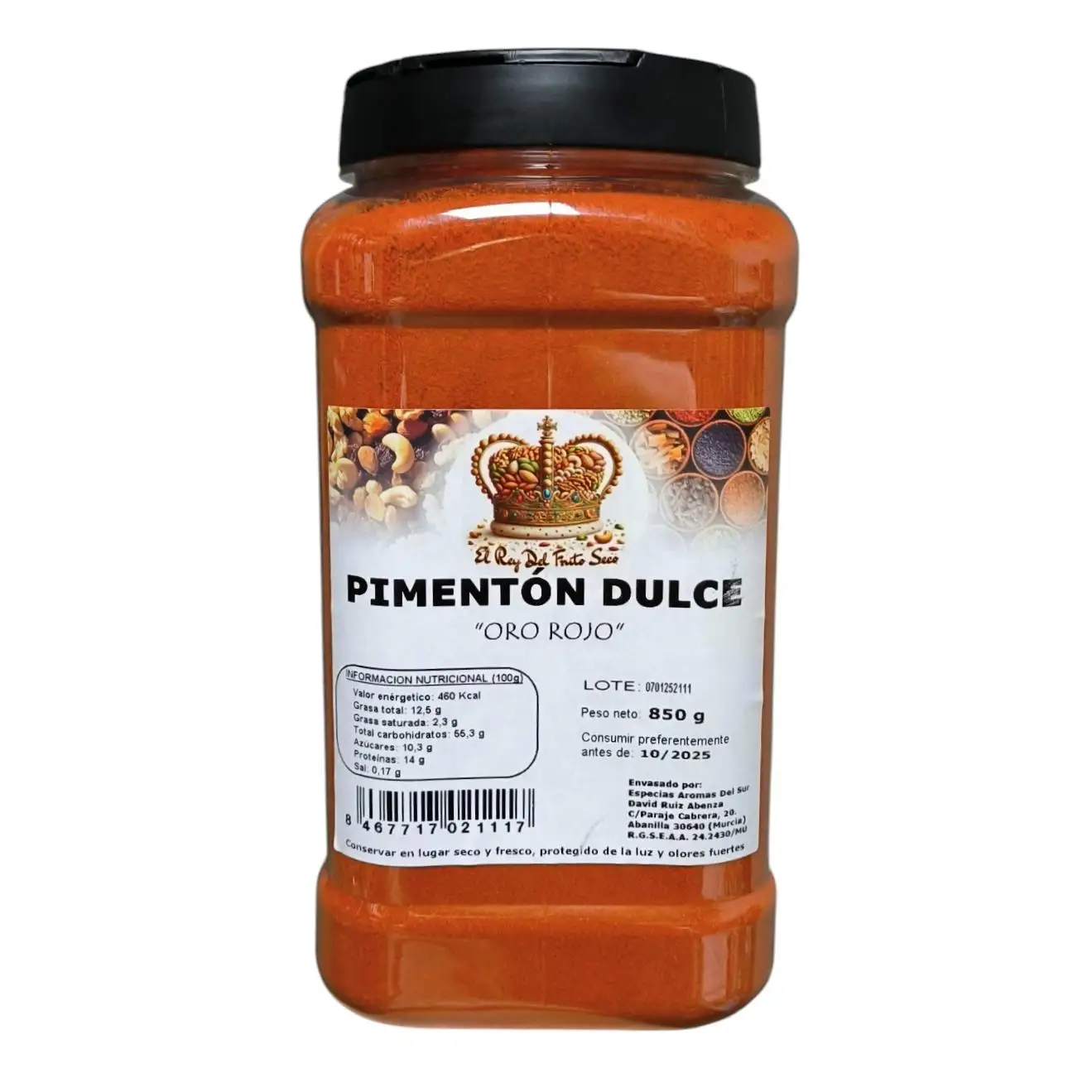 Pimentón Dulce 850 gr ``Oro Rojo´´ - Sin Aditivos ni Conservantes - Especias para Cocinar y Condimentar